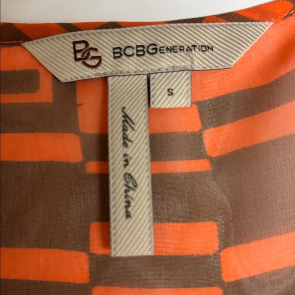 BCBGeneration Orange and Brown Long Sleeve Dress Size Small - Picture 3 of 4